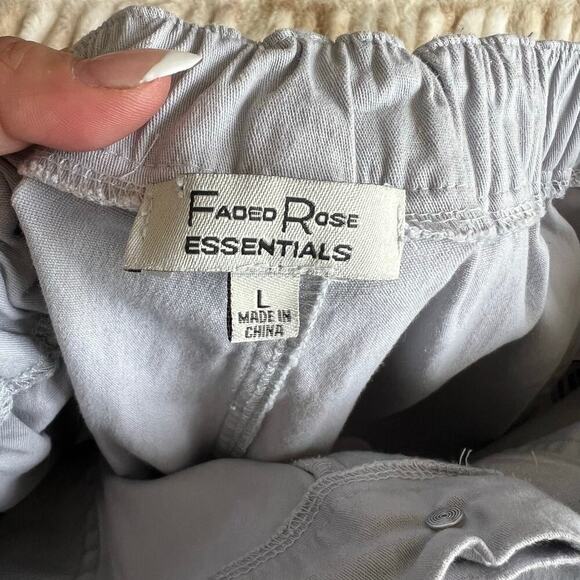 Faded Rose Essentials Women's Pull Up Baggy Cargo Pants Light Gray Size Large - Picture 5 of 9